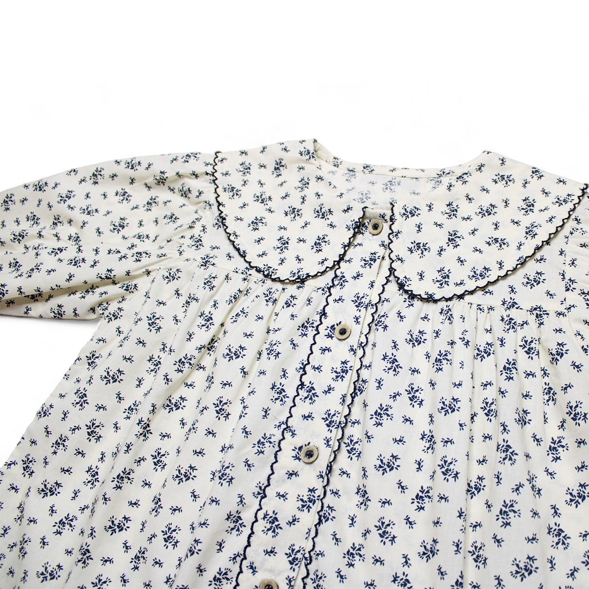 BLUE FLORAL COLLAR TOP