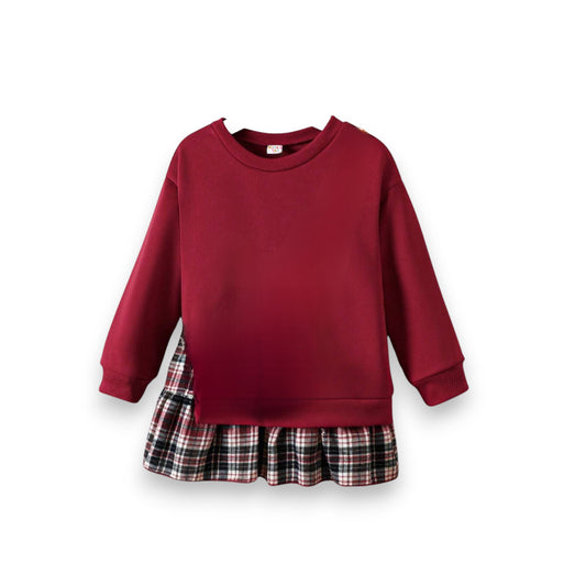 SWEATSHIRT WITH PLAID SKIRT